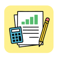 Calculator on stack of reports