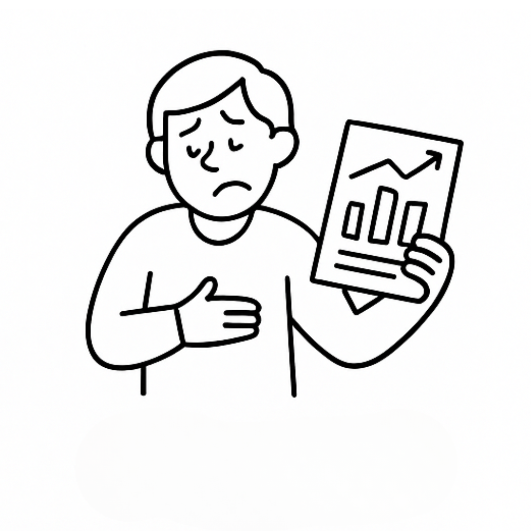 Holding stomach while reviewing financial reports Holding stomach while reviewing financial reports